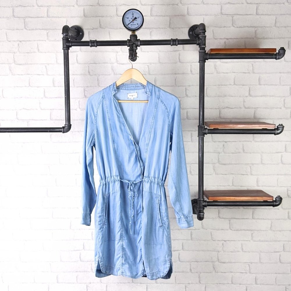 Lou & Grey Chambray Denim Overlay Tunic Dress